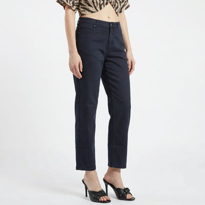 black high-rise straight-fit jeans