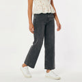 women's washed charcoal or grey wide-leg jeans,