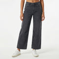 women's washed charcoal or grey wide-leg jeans,