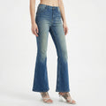 Blue high-waisted flare jeans