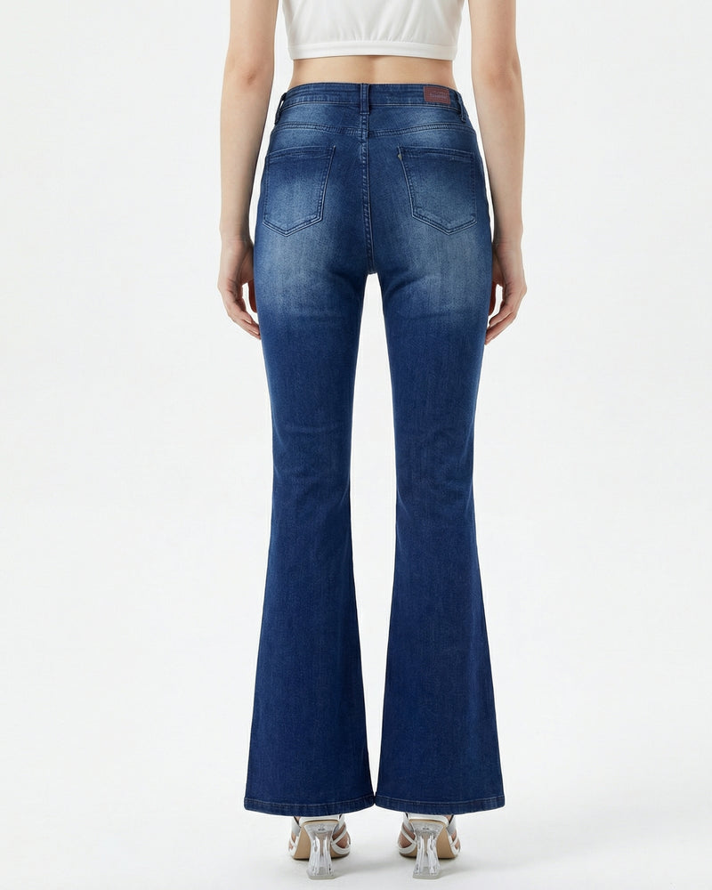 women's high-rise dark wash flare jeans