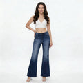 women's high-rise dark wash flare jeans