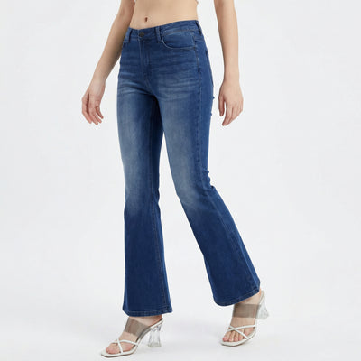 women's high-rise dark wash flare jeans