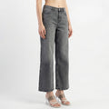 Women's grey relaxed fit wide-leg jeans
