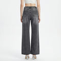 Women's grey relaxed fit wide-leg jeans
