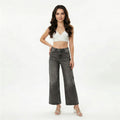 Women's grey relaxed fit wide-leg jeans