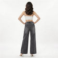 Women's grey relaxed fit wide-leg jeans