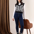 Women Printed Crop Sweater Vest