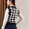 Women Printed Crop Sweater Vest