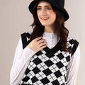 Women Printed Crop Sweater Vest