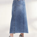 Blue Washed Denim Maxi Pencil Skirts