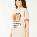 Women Beige Loaf Graphic Printed Boyfriend T-shirt