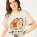 Women Beige Loaf Graphic Printed Boyfriend T-shirt