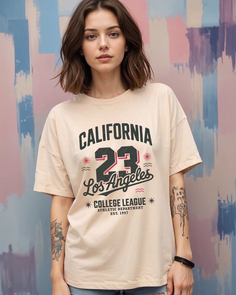 Women Printed Drop-Shoulder Sleeves T-shirt