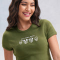 Women Disney Mickey & Friends Printed Ribbed Cotton T shirt