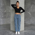 blue denim cargo pants
