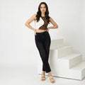 women's black high-rise slim-fit jean
