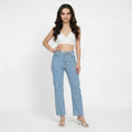 light blue straight-leg jeans