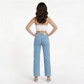 light blue straight-leg jeans