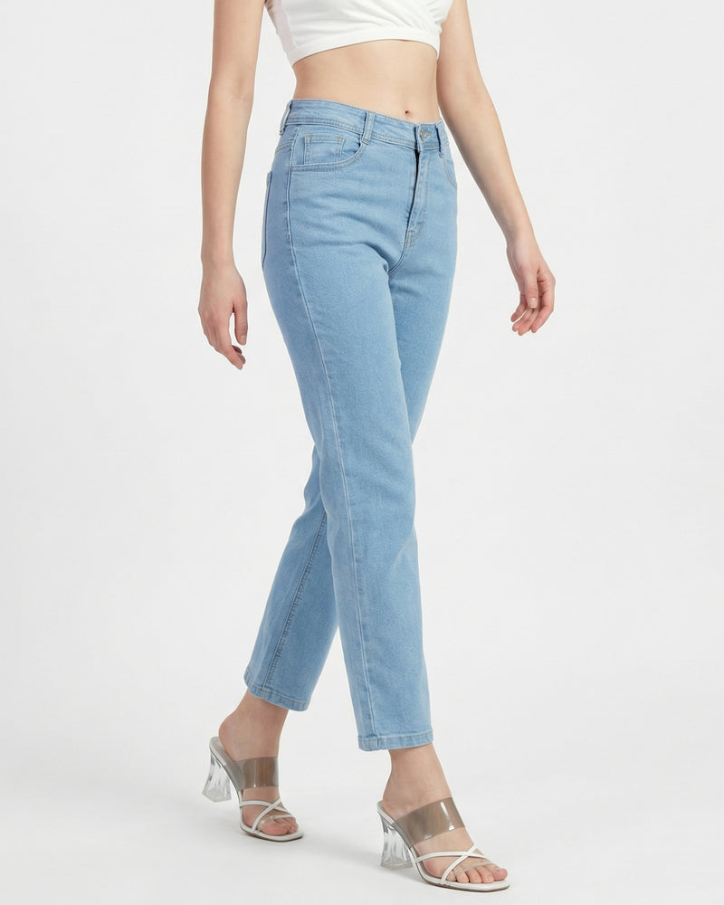 light blue straight-leg jeans