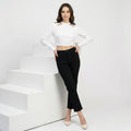 Women's Black Mini Flared Fit High-Rise Jeans