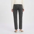 charcoal grey cargo-style denim jeans