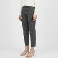 charcoal grey cargo-style denim jeans