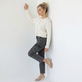 charcoal grey cargo-style denim jeans
