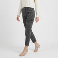 charcoal grey cargo-style denim jeans
