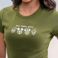 Women Disney Mickey & Friends Printed Ribbed Cotton T shirt