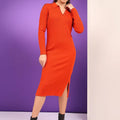 Women Striped Cotton Bodycon Midi Dress