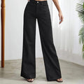 Women's Black Relaxed fit Wide-Leg Jeans