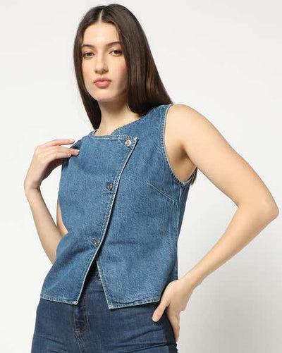 Washed Relaxed Fit Round-Neck Top
