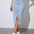 Women Solid Light Blue Skirt