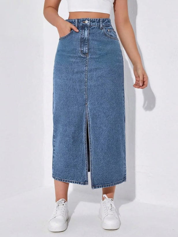 Women Solid Dark Blue Skirt