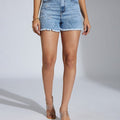 Women Light Blue Regular Fit Denim Short