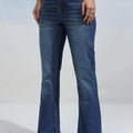 Women Boot-Leg Mid Rise Blue Jeans