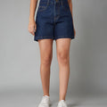 Solid Women Denim Blue Shorts