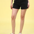 Solid Women Denim Black Denim Shorts