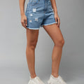 High-Rise Distressed Denim Shorts