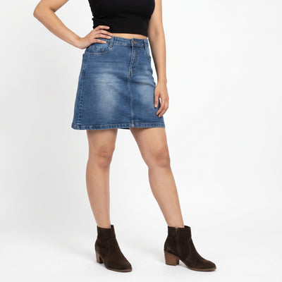 Classic Medium Wash Denim Mini Skirt