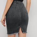 Women Washed Pencil Black Skirt