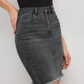 Women Washed Pencil Black Skirt