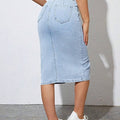 Women Solid Light Blue Skirt