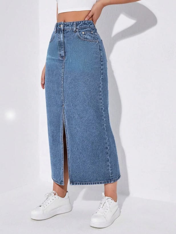 Women Solid Dark Blue Skirt