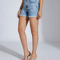 Women Light Blue Regular Fit Denim Short