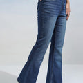 Women Boot-Leg Mid Rise Blue Jeans