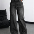 Women Relaxed Fit High Rise Black Jeans