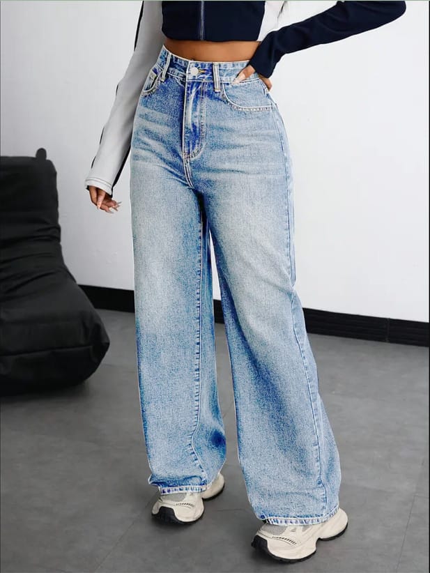 Women Relaxed Fit High Rise Light Blue Jeans