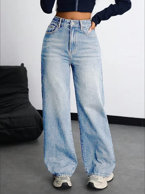 Women Relaxed Fit High Rise Light Blue Jeans